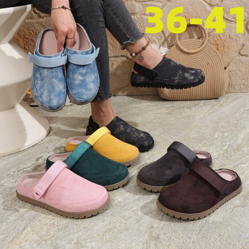 Slip On Mule Flat - Новые женские замшевые мюли с разноцветными