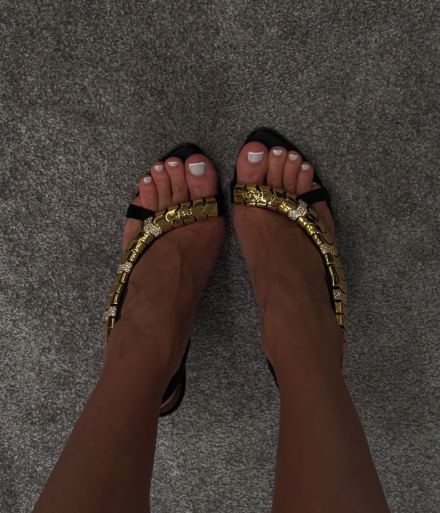 Gold Chain Sandal - Сексуальные кожаные босоножки с золотой металлической