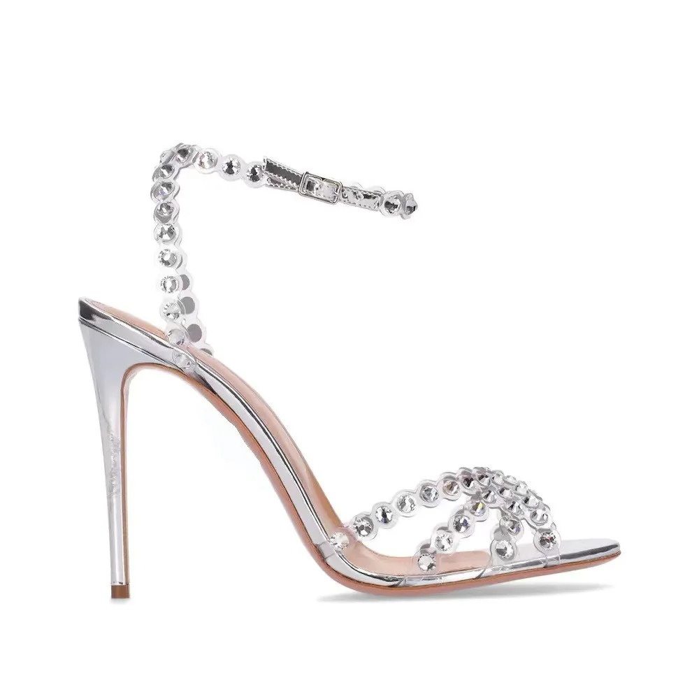Women'S Shoes Peep Toe - Элегантные серебристые босоножки на танкетке с