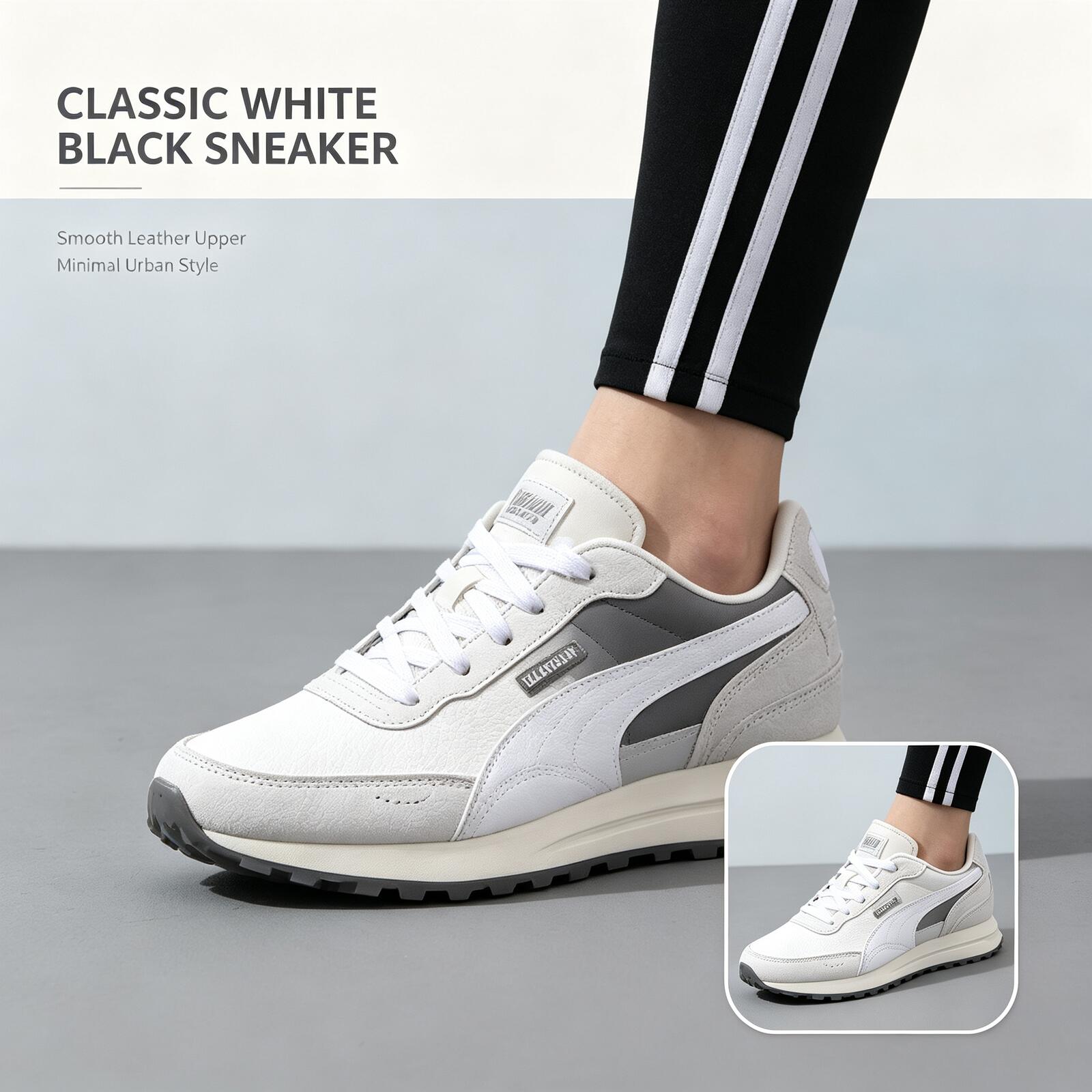 Women Shoes Jordan - Мужские бело-черные низкие кроссовки PUMA Classic