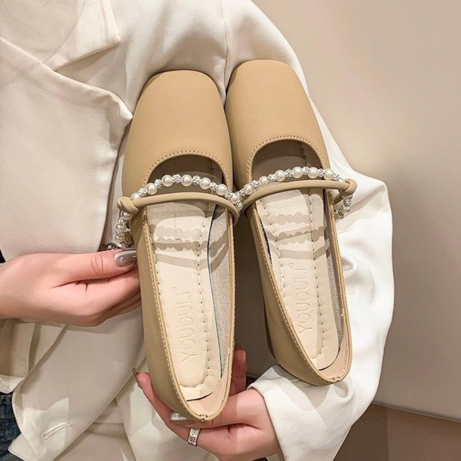 Women Shoes Elegant - Новые элегантные французские туфли-балетки с жемчужным