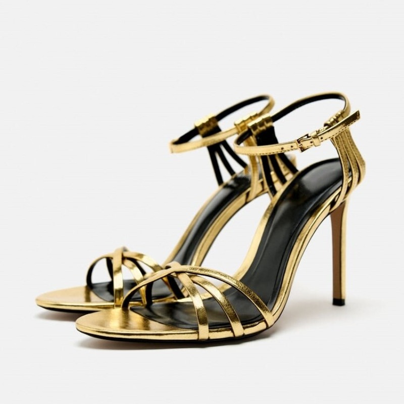 Gold Chain Sandal - Модные минималистичные золотые и серебряные босоножки