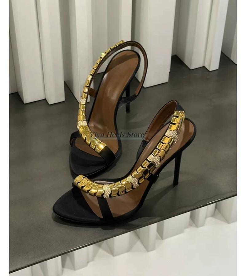 Сексуальные кожаные босоножки  – обзор и цена Gold Chain Sandal