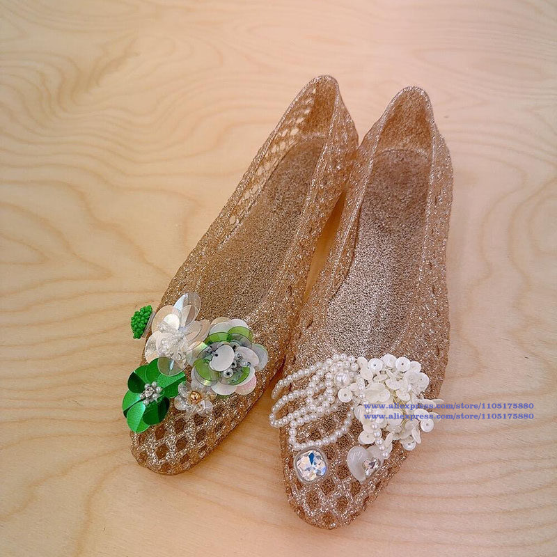 Блестящие золотые полые желейн – обзор и цена Slip On Mule Flat