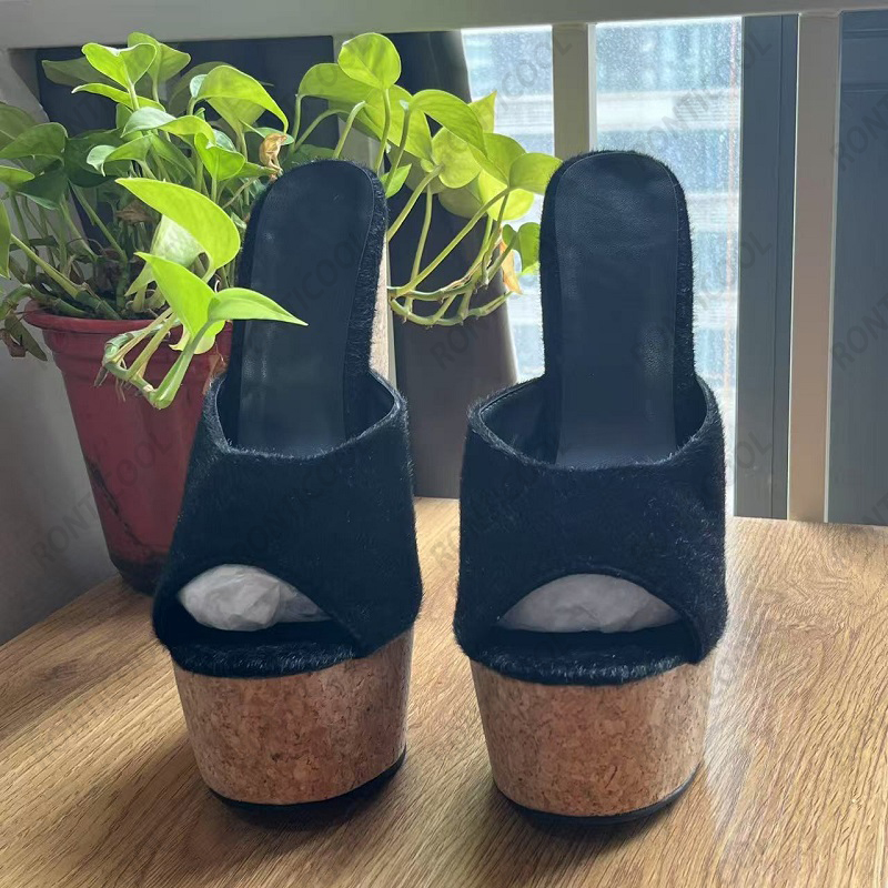 Ronticool, женская черная повс – обзор и цена Cork Wedge Sandal
