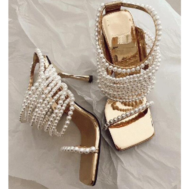 Блестящие босоножки с жемчужны – обзор и цена Gold Chain Sandal
